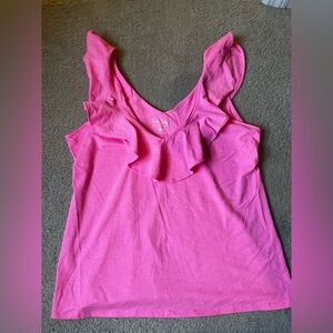 Lilly Pulitzer Vibrant Pink Ruffled Tank Top